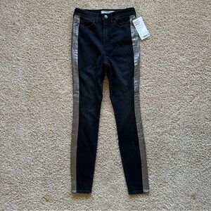 Athleta Sculptek Metallic Stripe‎ Jeans Ultra High Rise Black NWT Size 2